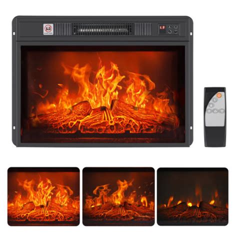 Home 1400w Embedded 23 Electric Fireplace Insert Heater Log Flame