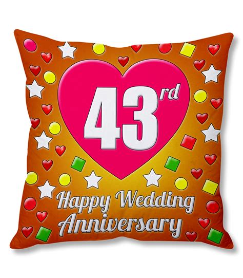 43rd Happy Wedding Anniversary Multi Colour Printed Cushion Cover