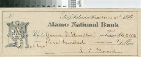 Alamo National Bank Personal Check — Calisphere