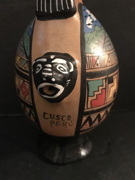 Cusco Peru Folk Art Pottery Pitcher Incan Ceremonial Rooster Etsy