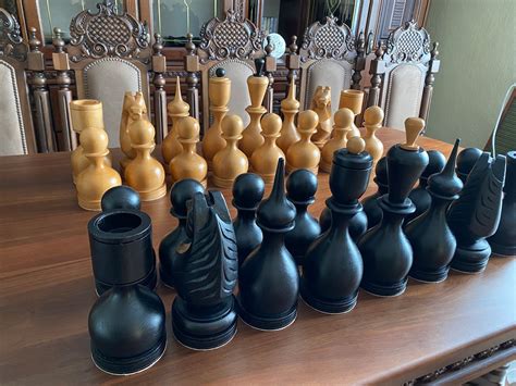Xxl Chess Pieces Large Chess Pieces Set Wooden Chess Big Etsy Uk