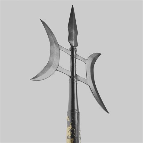 Chinese Polearm Fangtian Ji Double Moon Halberd 3d Turbosquid 2044929