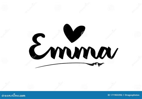 Emma Name Text Word With Love Heart Hand Written For Logo Typography