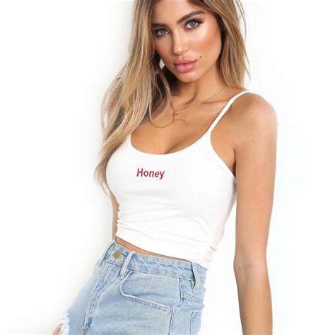 2017 Sexy Bralette Crop Top Camisole Sleeveless Short Women Tops Letter Embroidery Tank Top