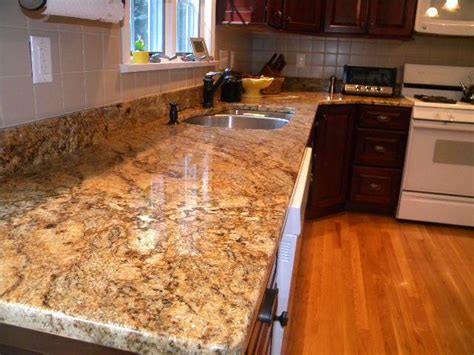 Golden Crystal Granite Kitchen Countertop Design Ideas