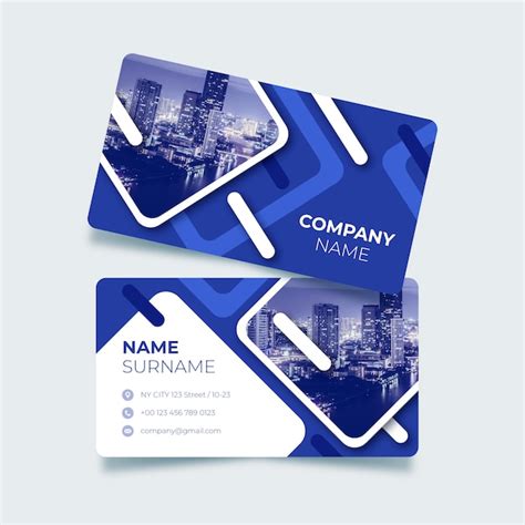 Free Vector Blue Business Card With Abstract Shapes