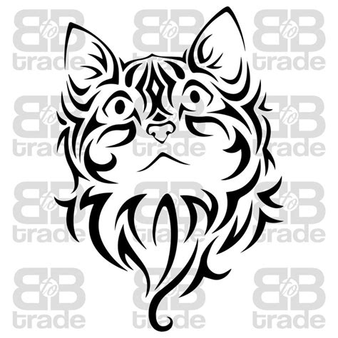 Cat Vector Vector Art Tribal Cat Kitten Tattoo Cat Template