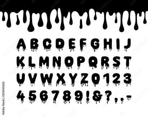 Dripping Font Halloween Alphabet Drip Letters Slime Numbers Liquid Abc Obraz Na P Tnie