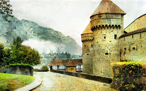 Chillon Castle In Montreux Wallpaper For Widescreen Desktop Pc