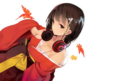 Download 1920x1080 Anime Girl Japanese Clothes Headphones Short Hair