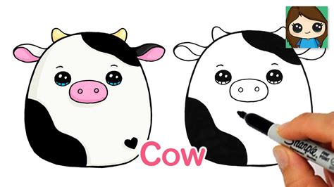 How To Draw A Cute Cow Easy 🐄squishmallows Youtube