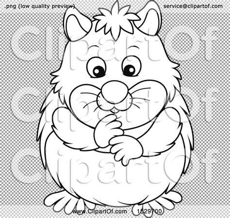 Clipart Of A Black And White Cute Hamster Royalty Free Vector