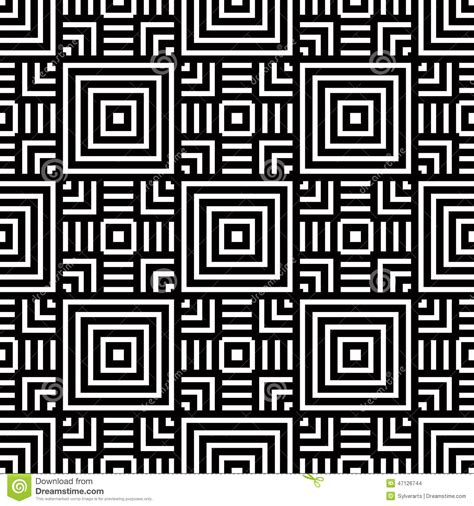 Seamless Geometric Pattern Black And White Simple Vector Backgr Stock