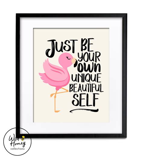 Just Be Your Own Unique Beautiful Self Flamingo Wall Decor