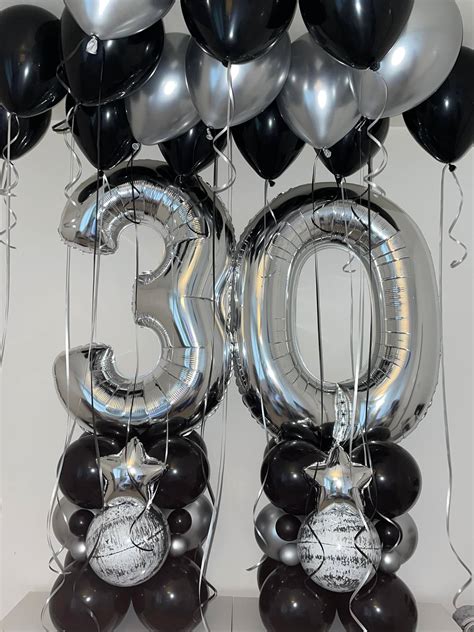 bubble balloons happy 30th birthday megan 🤍🖤
