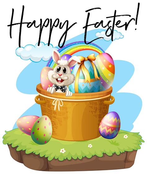 Happy Easter Poster With Bunny And Eggs 373952 Vector Art At Vecteezy