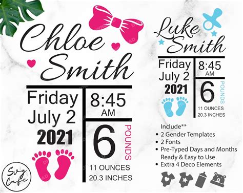 Baby Birth Announcement Template Svg - 1199+ Best Free SVG File - Free