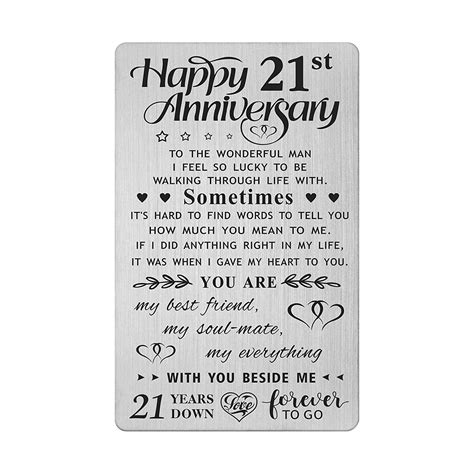 Falogi 21st Wedding Anniversary Card Ts For Him Husband Happy 21