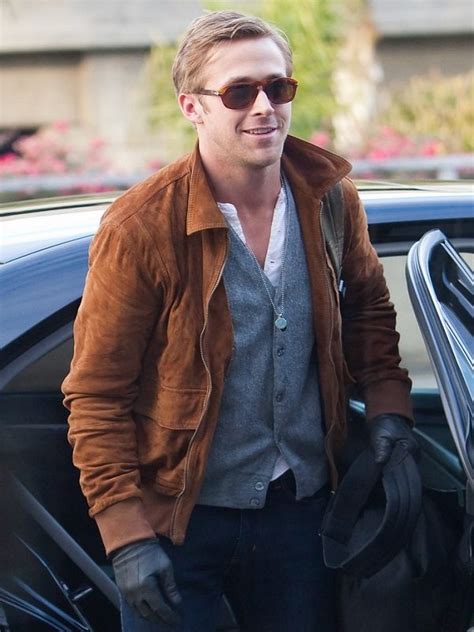 Actor Ryan Gosling Stylish Brown Jacket Rockstar Jacket