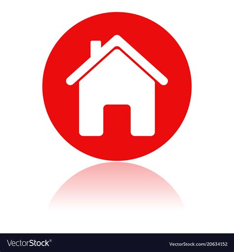Home Icon Red Round Sign With A Building Vector Image