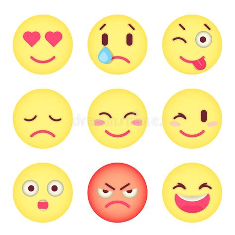 Set Of Flat Emoticons Set Of Emoji Isolated Vector Stock Vector