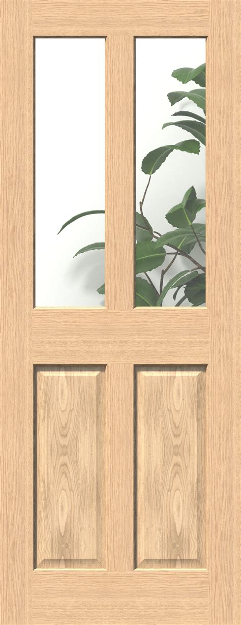 Traditional Victorian Oak 4 Panel Clear Glazed Internal Doors At Vivid