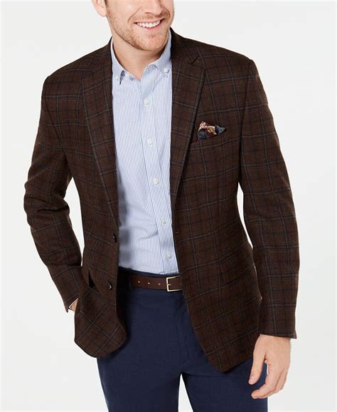 Lauren Ralph Lauren Mens Classic Fit Ultraflex Stretch Brown Plaid