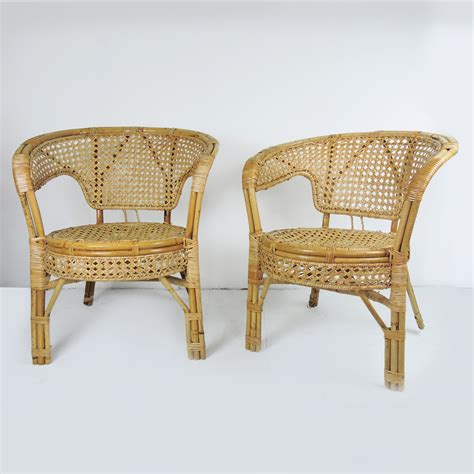 Pair Of Cane And Rattan Armchairs 1960s 141695