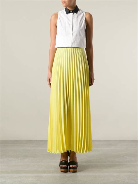 Lyst Parosh Pleated Skirt In Yellow