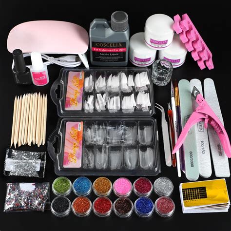 Pro Acrylic Nail Kit With Lamp Dryer Full Manicure Set Acrylic Powder