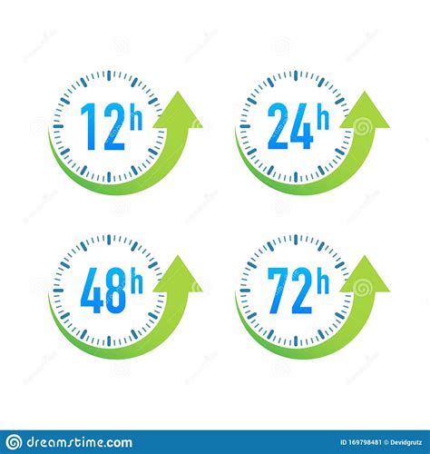 12 24 48 72 Hours Clock Arrow Work Time Effect Or
