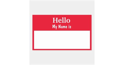 Fully Customizable Hello My Name Is Red Color Rectangular Sticker Zazzle