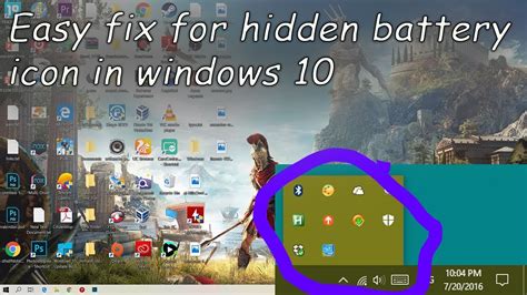 How To Recover Hidden Battery Icon In Windows 10 Easy Fix Youtube