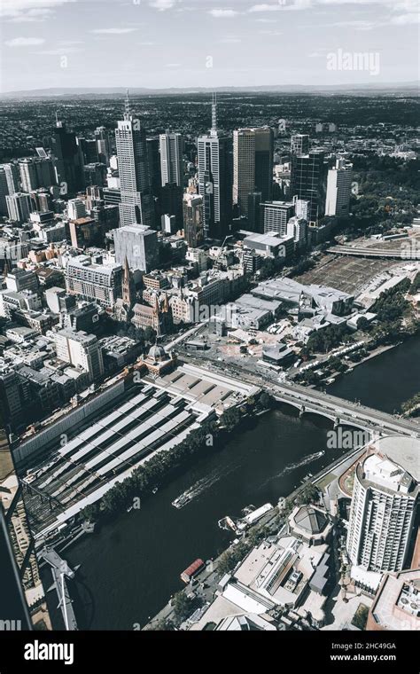 Vertical Aerial Shot Of Melbourne Cityscape Australia Stock Photo Alamy