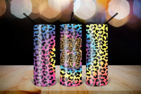 20oz Tumbler Wrap Mama Leopard Tie Dye Graphic By Khampol Shop Design