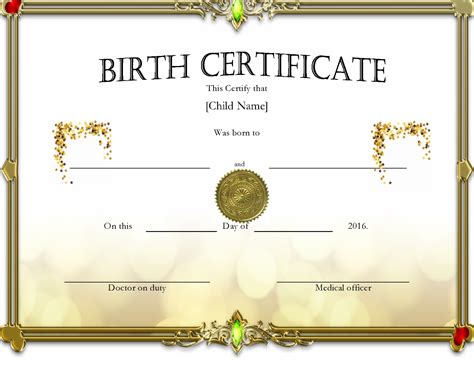 Novelty Birth Certificate Template