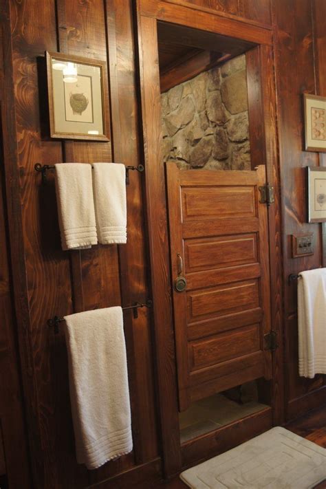 Unique Shower Door With Log Design For Rustic And Unique