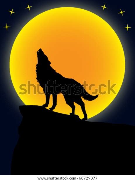 Wolf Moon Vector Stock Vector Royalty Free 68729377 Shutterstock