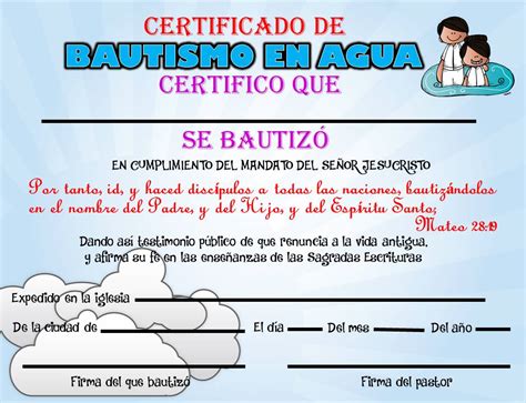 Certificado De Bautismo En Agua Para Imprimir Gratis Bautismo En Agua