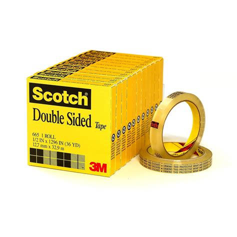 Scotch Permanent Double Sided Tape 12 X 36 665 121296 12 Pack