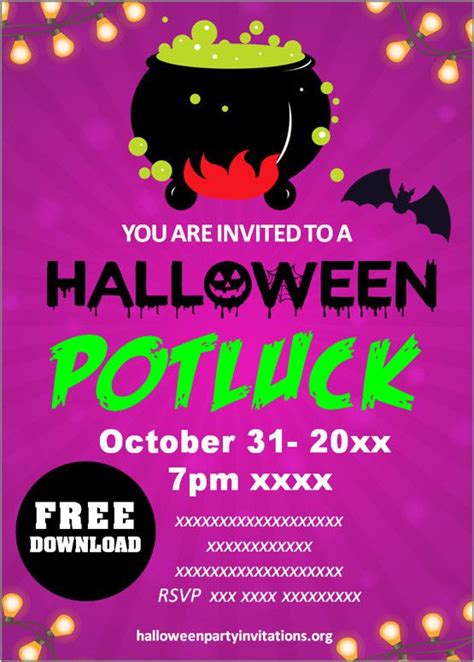 Free Printable Halloween Potluck Invitations Templ Printable