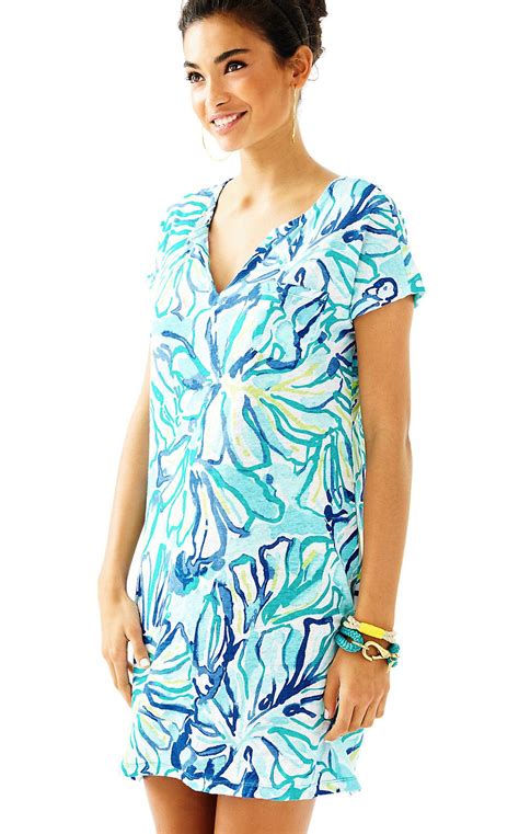 Lilly Pulitzer Duval Cap Sleeved T Shirt Dress In Pool Blue Stay Cool