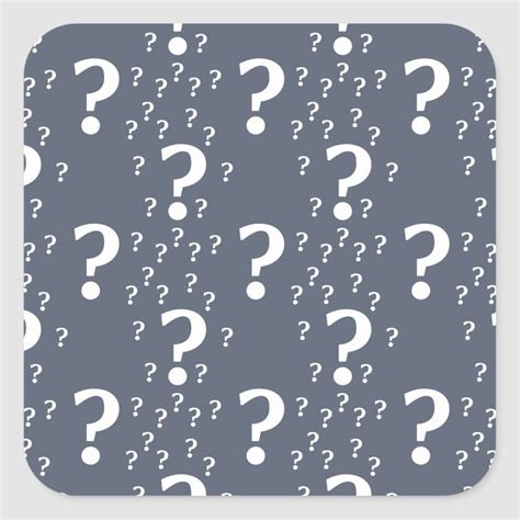 Mystery Question Mark Riddle Puzzle Blue Grey Square Sticker Zazzle