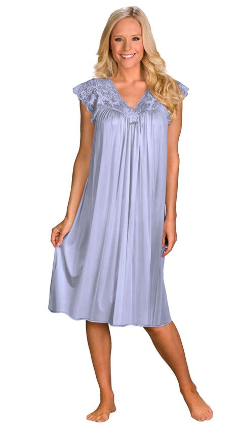 Womens Short Cap Sleeve Nightgown Shadowline Night Gown Long Gown