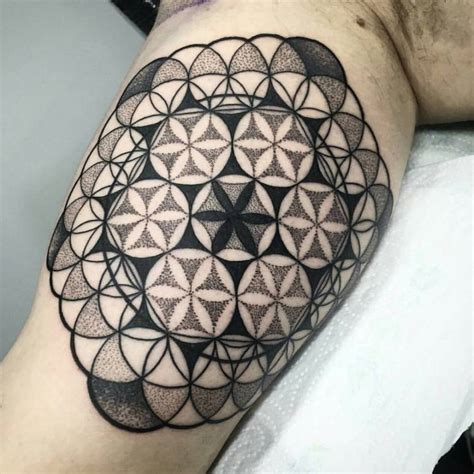 Flower Of Life Tattoo On The Right Inner Arm