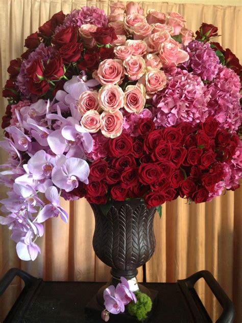Huge Arrangement With 200 Roses And Hydrangeas Phalaenopsis Orchids