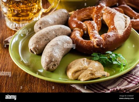 Bavarian Breakfast With White Sausage Pretzel And Beer Stock Photo Alamy