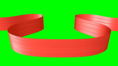 Red Ribbon Moving In The Shape Of Horizontal Loop With Green Screen