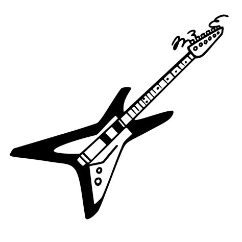 Punk Rock Collection Electric Guitar Monochrome Icon Star Shaped