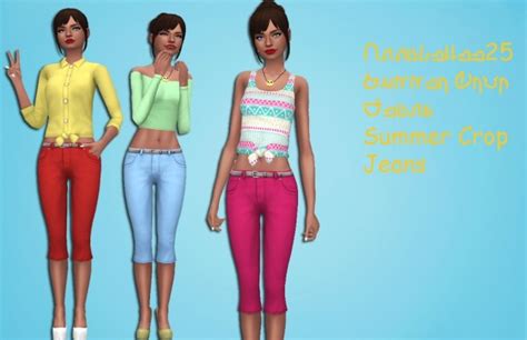 Summer Crop Jeans By Annabellee25 Sims 4 Female Clothes
